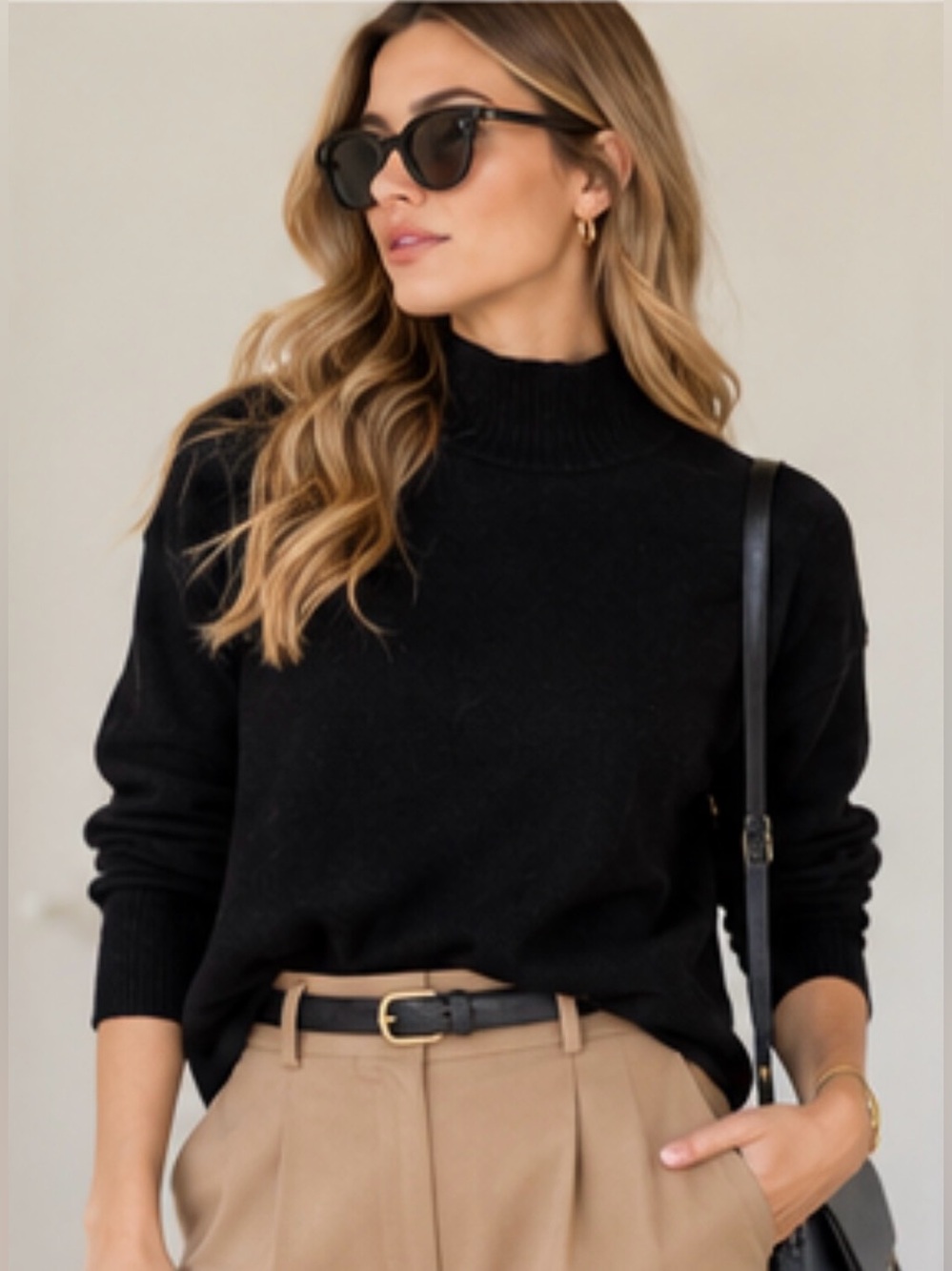 Maeve Anthropologie XS Black Mock Neck Sweater Relaxed Pullover Minimalist